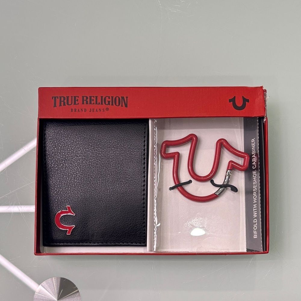 True Religion Black and Red Wallet with Key Holder